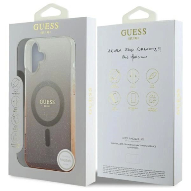 iPhone 16 Plus – Guess IML Glitter Gradient MagSafe dėklas - Rudas 6