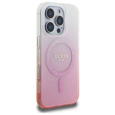 iPhone 16 Pro – Guess IML Glitter Gradient MagSafe dėklas - Rožinis 3