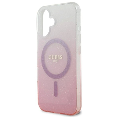 iPhone 16 Plus – Guess IML Glitter Gradient MagSafe dėklas - Rožinis 5