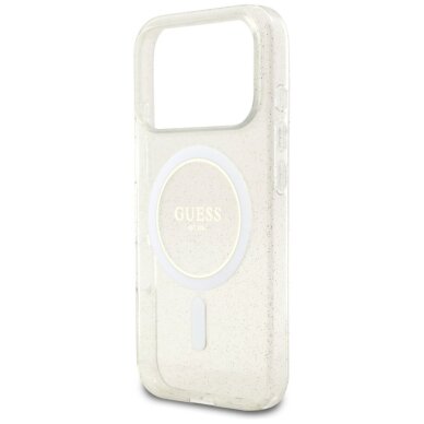 iPhone 17 Pro Max Guess IML Glitter Pearl Strap MagSafe dėklas – skaidrus 5