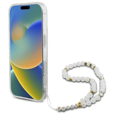 iPhone 16 Plus – Guess IML Glitter With Pearl Strap MagSafe dėklas - Skaidrus 4