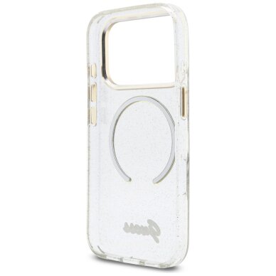 iPhone 17 Pro Guess IML Glitters Script Strap MagSafe dėklas – skaidrus 6