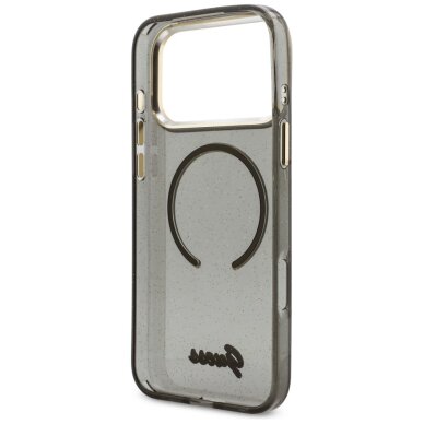 iPhone 17 Pro Max Guess IML Glitters Script Strap MagSafe dėklas – juodas 5