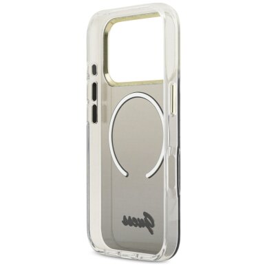 iPhone 17 Pro Guess IML Gradient Script Metal MagSafe dėklas – juodas 6