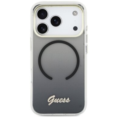 iPhone 17 Pro Max Guess IML Gradient Script Metal MagSafe dėklas – juodas 2
