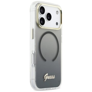 iPhone 17 Pro Max Guess IML Gradient Script Metal MagSafe dėklas – juodas 3