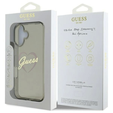iPhone 16 Plus – Guess IML Heart dėklas - Juodas 7