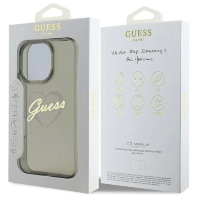 iPhone 16 Pro – Guess IML Heart dėklas - Juodas 7