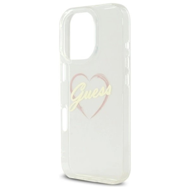 iPhone 16 Pro Max – Guess IML Heart dėklas - Skaidrus 5