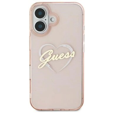 iPhone 16 Guess IML Heart dėklas - rožinis 2