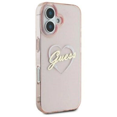 iPhone 16 Guess IML Heart dėklas - rožinis 3
