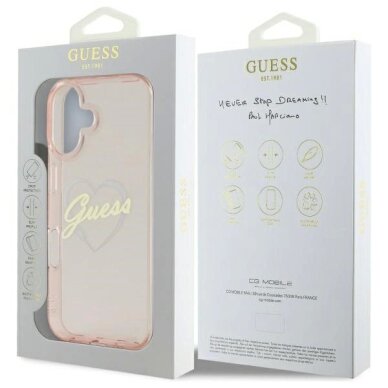 iPhone 16 Guess IML Heart dėklas - rožinis 7 iPhone 16 Guess IML Heart dėklas - rožinis 7
