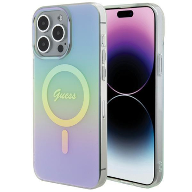 Dėklas Guess IML Iridescent MagSafe iPhone 15 Pro - turquoise Dėklas Guess IML Iridescent MagSafe iPhone 15 Pro - turquoise