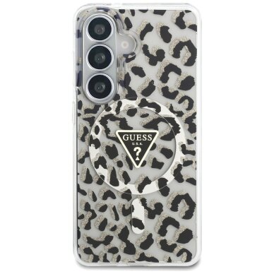 Samsung Galaxy S26 Guess IML Leopard Print Triangle MagSafe dėklas – juodas 2