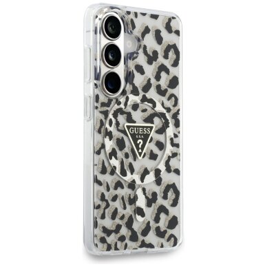 Samsung Galaxy S26 Guess IML Leopard Print Triangle MagSafe dėklas – juodas 3