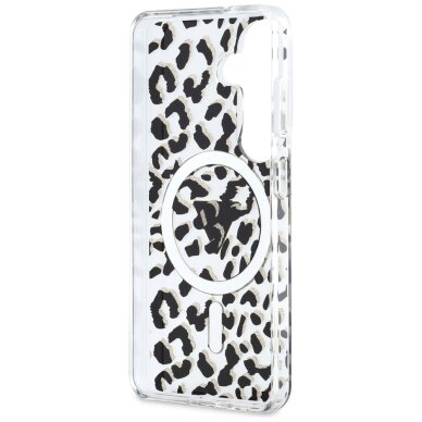 Samsung Galaxy S26 Guess IML Leopard Print Triangle MagSafe dėklas – juodas 6