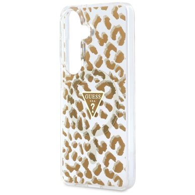 Samsung Galaxy S26 Guess IML Leopard Print Triangle MagSafe dėklas – rudas 5