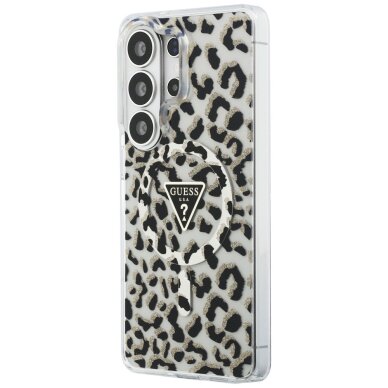 Samsung Galaxy S26 Ultra Guess IML Leopard Print Triangle MagSafe dėklas – juodas 1