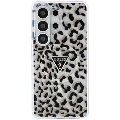 Samsung Galaxy S26 Ultra Guess IML Leopard Print Triangle MagSafe dėklas – juodas 2 Samsung Galaxy S26 Ultra Guess IML Leopard Print Triangle MagSafe dėklas – juodas 2