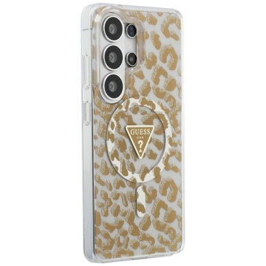 Samsung Galaxy S26 Ultra Guess IML Leopard Print Triangle MagSafe dėklas – rudas 3
