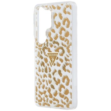 Samsung Galaxy S26 Ultra Guess IML Leopard Print Triangle MagSafe dėklas – rudas 5