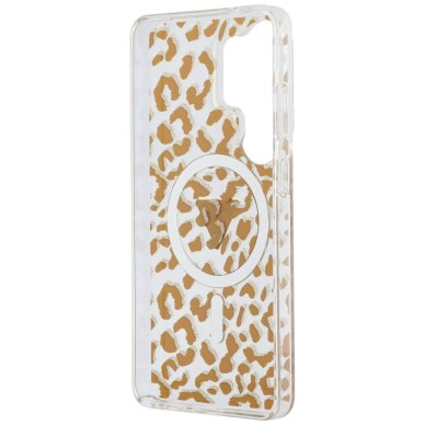 Samsung Galaxy S26 Ultra Guess IML Leopard Print Triangle MagSafe dėklas – rudas 6