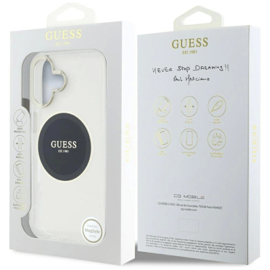 iPhone 16 Guess IML Metal Colored Circle Classic Logo MagSafe dėklas - juodas 7