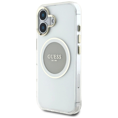 iPhone 16 Guess IML Metal Colored Circle Classic Logo MagSafe dėklas - pilkas 1