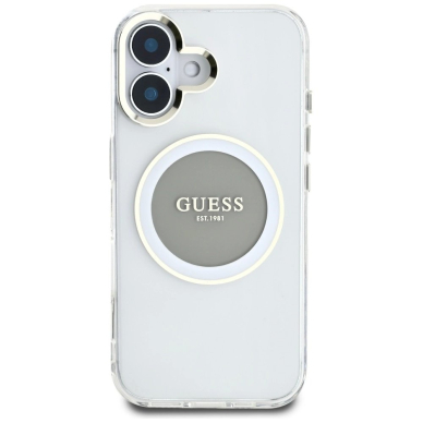iPhone 16 Guess IML Metal Colored Circle Classic Logo MagSafe dėklas - pilkas 2