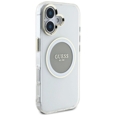 iPhone 16 Guess IML Metal Colored Circle Classic Logo MagSafe dėklas - pilkas 3
