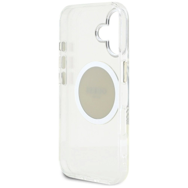 iPhone 16 Guess IML Metal Colored Circle Classic Logo MagSafe dėklas - pilkas 6