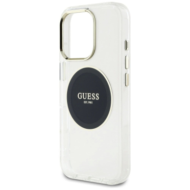 iPhone 16 Pro Guess IML Metal Colored Circle Classic Logo MagSafe dėklas - juodas 5