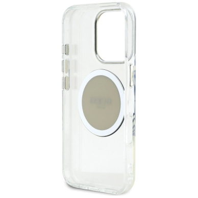 iPhone 16 Pro Guess IML Metal Colored Circle Classic Logo MagSafe dėklas - pilkas 6