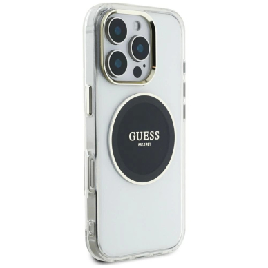 iPhone 16 Pro Max Guess IML Metal Colored Circle Classic Logo MagSafe dėklas - juodas 3