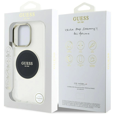 iPhone 16 Pro Max Guess IML Metal Colored Circle Classic Logo MagSafe dėklas - juodas 7