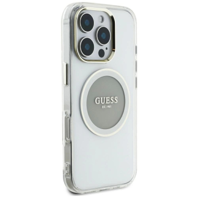 iPhone 16 Pro Max Guess IML Metal Colored Circle Classic Logo MagSafe dėklas - pilkas 3