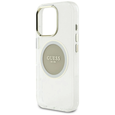 iPhone 16 Pro Max Guess IML Metal Colored Circle Classic Logo MagSafe dėklas - pilkas 5