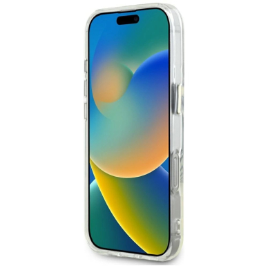 iPhone 16 Pro Max Guess IML Metal Colored Circle Classic Logo MagSafe dėklas - baltas 4