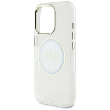 iPhone 16 Pro Max Guess IML Metal Colored Circle Classic Logo MagSafe dėklas - baltas 5