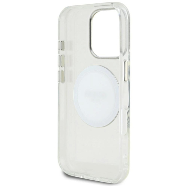 iPhone 16 Pro Max Guess IML Metal Colored Circle Classic Logo MagSafe dėklas - baltas 6