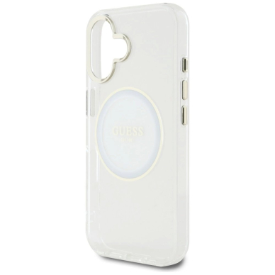 iPhone 16 Guess IML Metal Colored Circle Classic Logo MagSafe dėklas - baltas 5