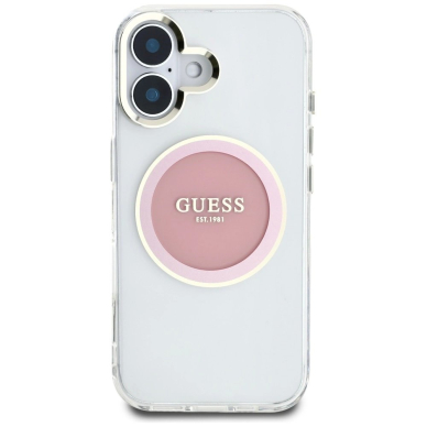 iPhone 16 Guess IML Metal Colored Circle Classic Logo MagSafe dėklas - rožinis 2 iPhone 16 Guess IML Metal Colored Circle Classic Logo MagSafe dėklas - rožinis 2