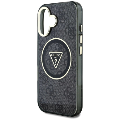 iPhone 16 – Guess IML Metal Glitter 4G Circle Triangle MagSafe dėklas - Juodas 5