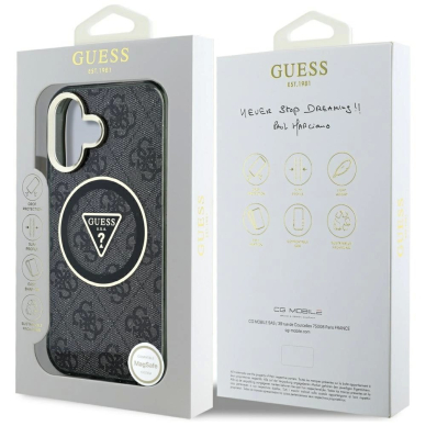 iPhone 16 – Guess IML Metal Glitter 4G Circle Triangle MagSafe dėklas - Juodas 7