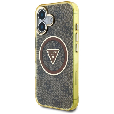 iPhone 16 – Guess IML Metal Glitter 4G Circle Triangle MagSafe dėklas - Rudas 1