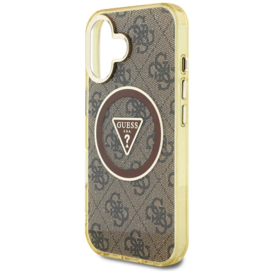iPhone 16 – Guess IML Metal Glitter 4G Circle Triangle MagSafe dėklas - Rudas 5