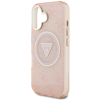 iPhone 16 – Guess IML Metal Glitter 4G Circle Triangle MagSafe dėklas - Rožinis 5