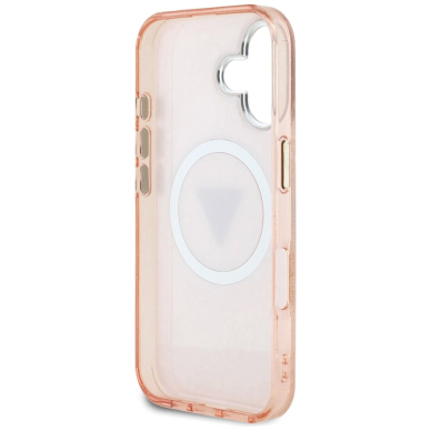 iPhone 16 – Guess IML Metal Glitter 4G Circle Triangle MagSafe dėklas - Rožinis 6