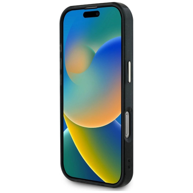 iPhone 16 Pro – Guess IML Metal Glitter 4G Circle Triangle MagSafe dėklas - Juodas 4