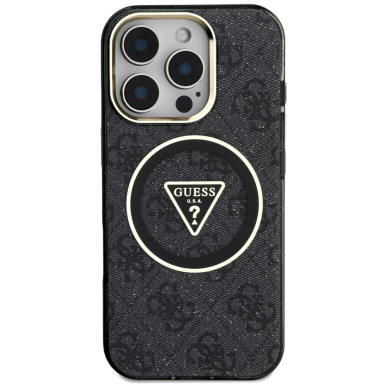 iPhone 16 Pro Max – Guess IML Metal Glitter 4G Circle Triangle MagSafe dėklas - Juodas 2